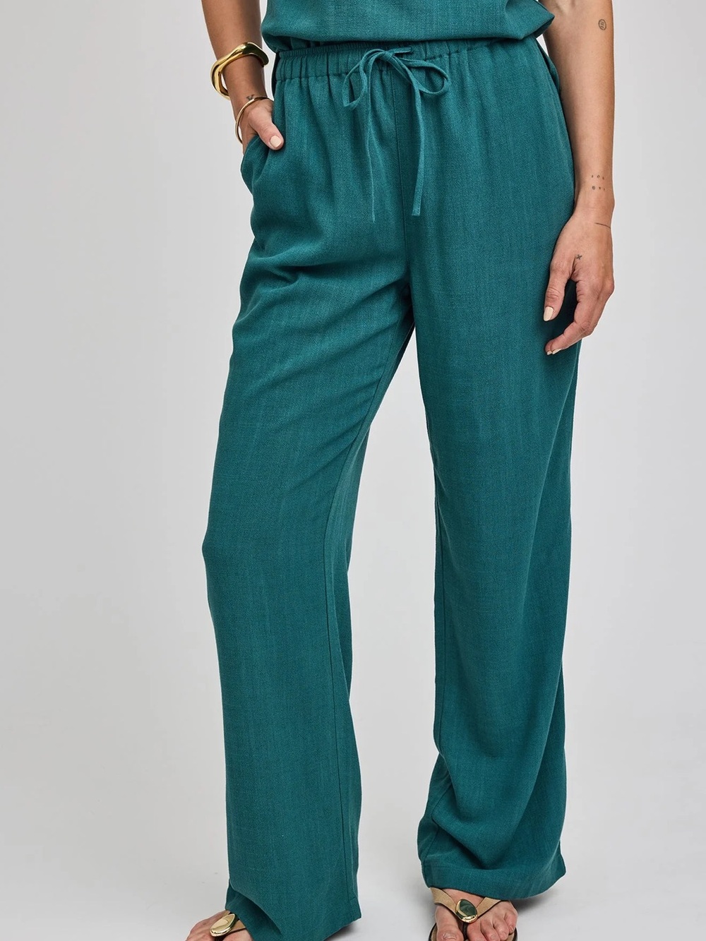 Gentle Fawn Finley Linen Wide-Leg Drawstring Pants - Women’s color lagoon